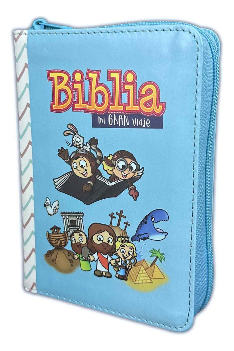 Biblia Reina Valera 1960 Mi Gran Viaje Azul Con Cierre Niños