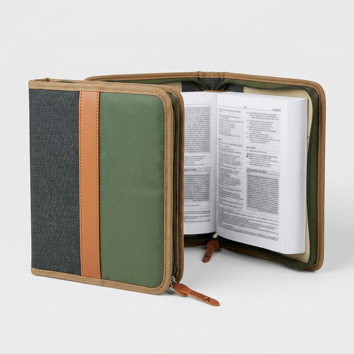 Funda para Biblia Tamaño Gigante - Dos Tonos Verde/Marrón
