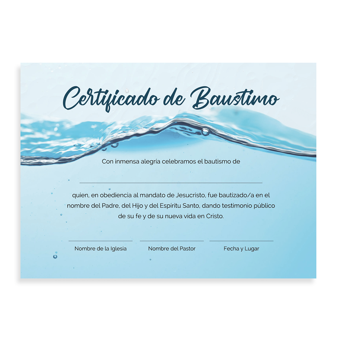 Certificado de Bautismo - Aguas - Pack 20u