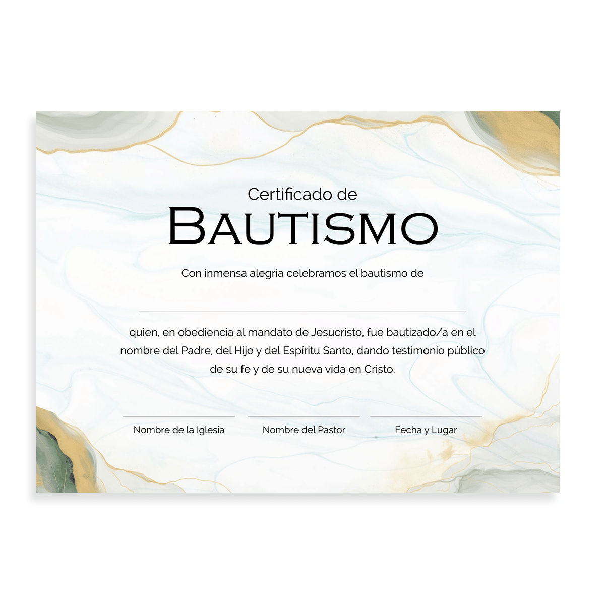 Certificado de Bautismo - Mural - Pack 20u