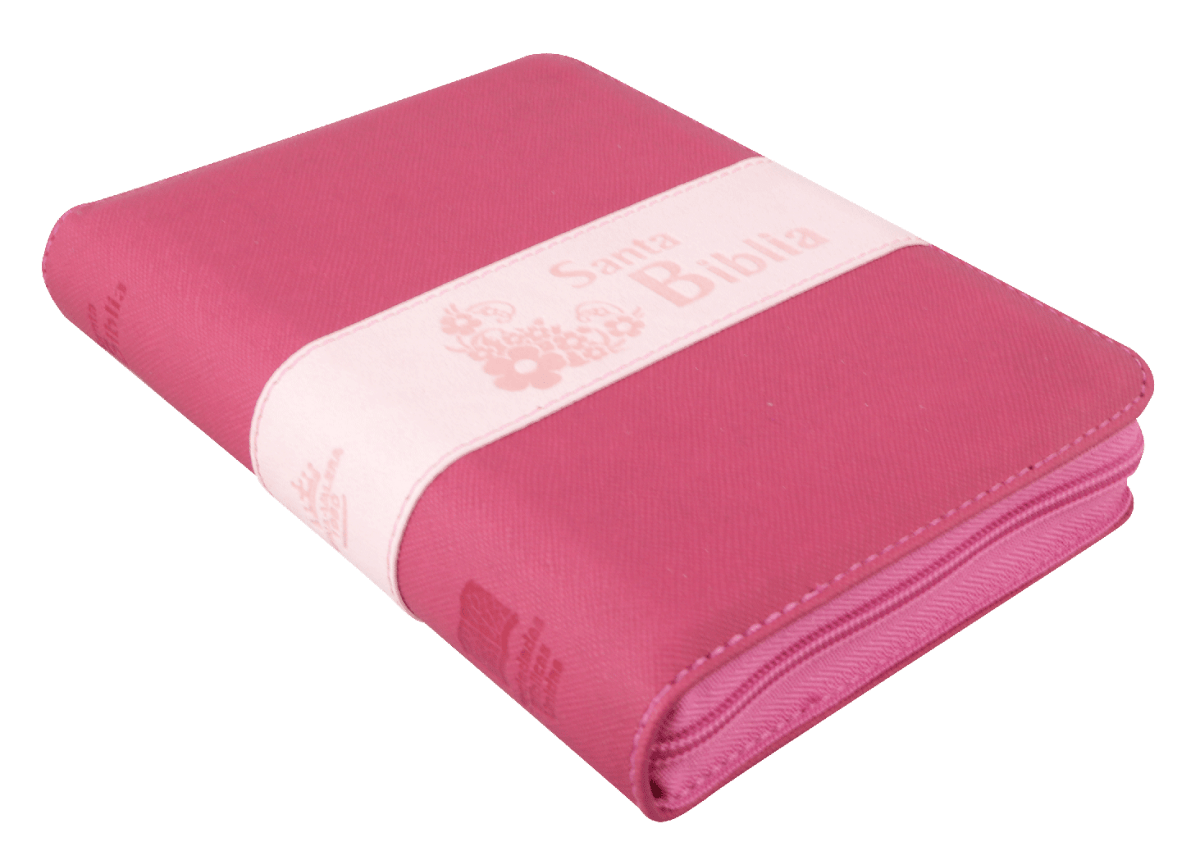 Biblia Reina Valera 1960 – 046 – Con Concordancia – Letra 9 pts – 12,5x17 cm – Palabras de Jesús en Rojo – Cierre – Fucsia/Rosa
