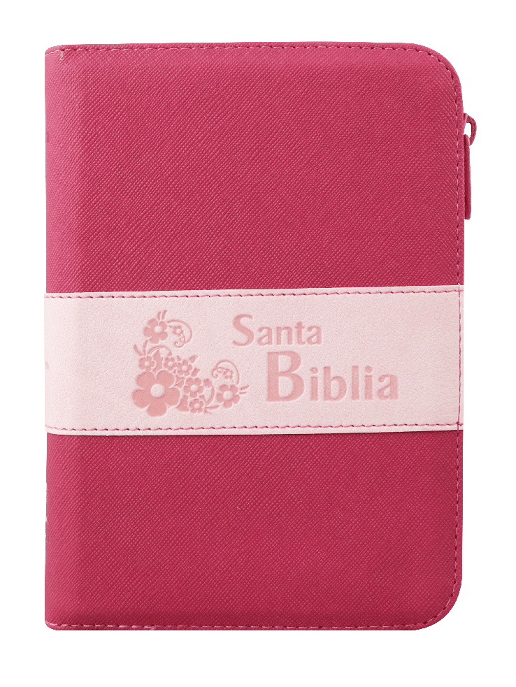 Biblia Reina Valera 1960 – 046 – Con Concordancia – Letra 9 pts – 12,5x17 cm – Palabras de Jesús en Rojo – Cierre – Fucsia/Rosa