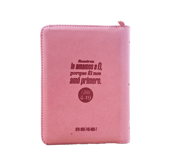 Biblia Reina Valera 1960 – 046 – Letra 11 pts  Grande  – 13,5x17,5 cm – Palabras de Jesús en Rojo – Tapa PU con Cierre – Rosado – Canto Metálico