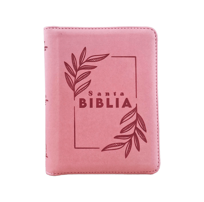 Biblia Reina Valera 1960 – 046 – Letra 12 pts  Grande  – 13,5x17,5 cm – Palabras de Jesús en Rojo – Tapa PU con Cierre – Rosado – Canto Metálico