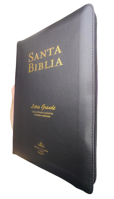 Biblia Reina Valera 1960 Letra Grande Concordancia Cierre Tapa Fina PU Negro Palabras de Jesús en Cursiva
