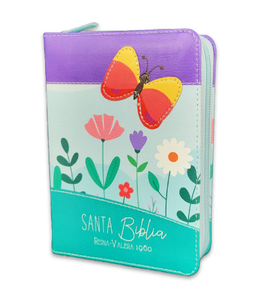 Biblia RVR60 025 cz PJR Primor Lila/azul/turquesa Mariposa