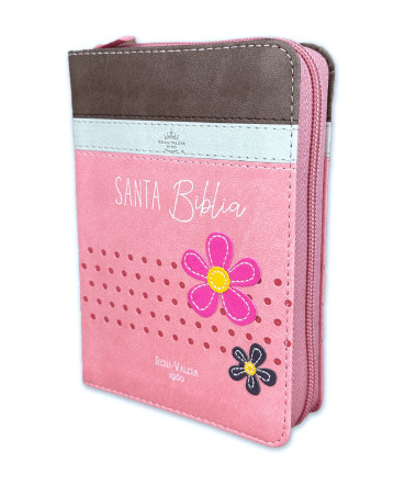 Biblia RVR60 025 cz PJR Primor Café/Beige/Rosa con flores