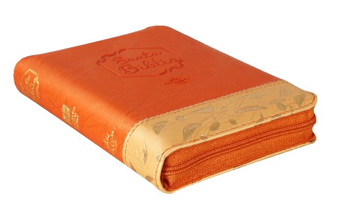 Biblia Reina Valera 1960 Cierre PJR letra mediana Naranja Beige Canto Dorado