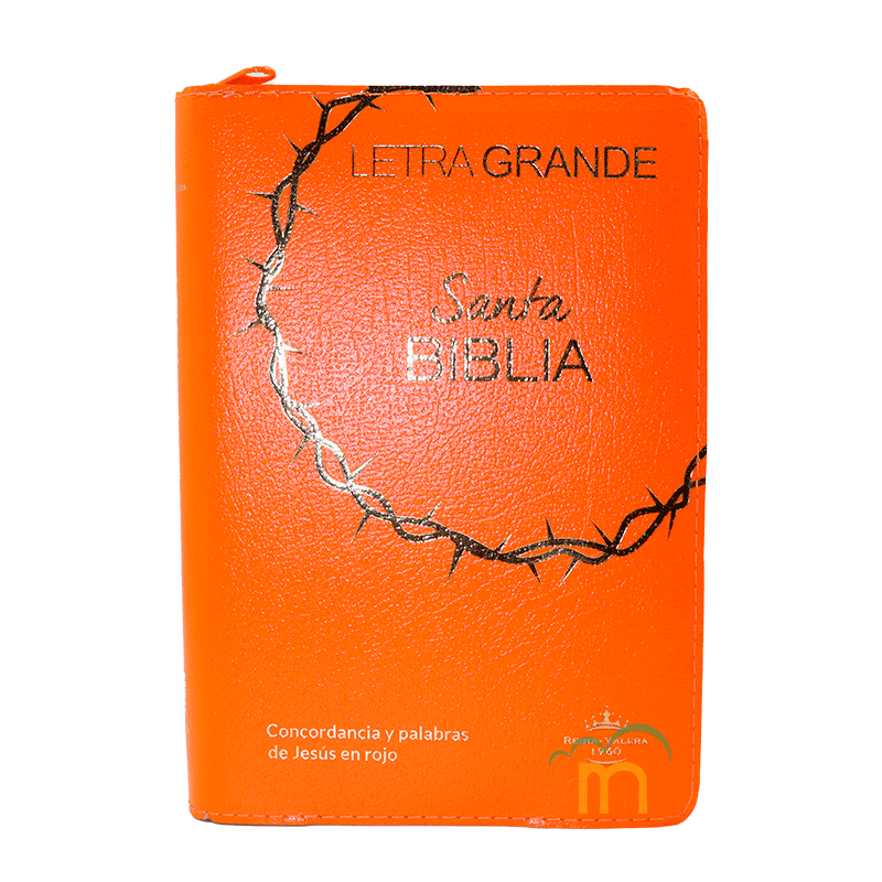 Biblia Reina Valera 1960 Letra 12p PJR cierre índice Covertex Naranja