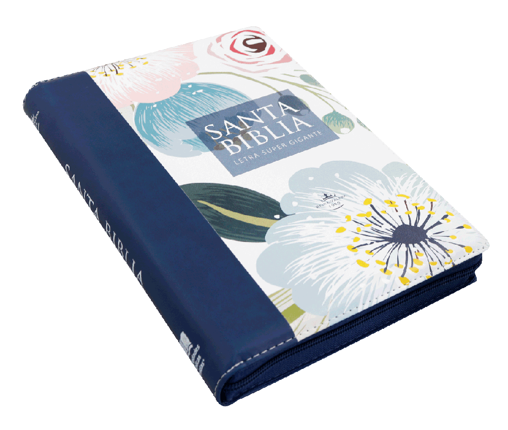 Biblia Reina Valera 1960 Letra Gigante Cierre Flores Azul