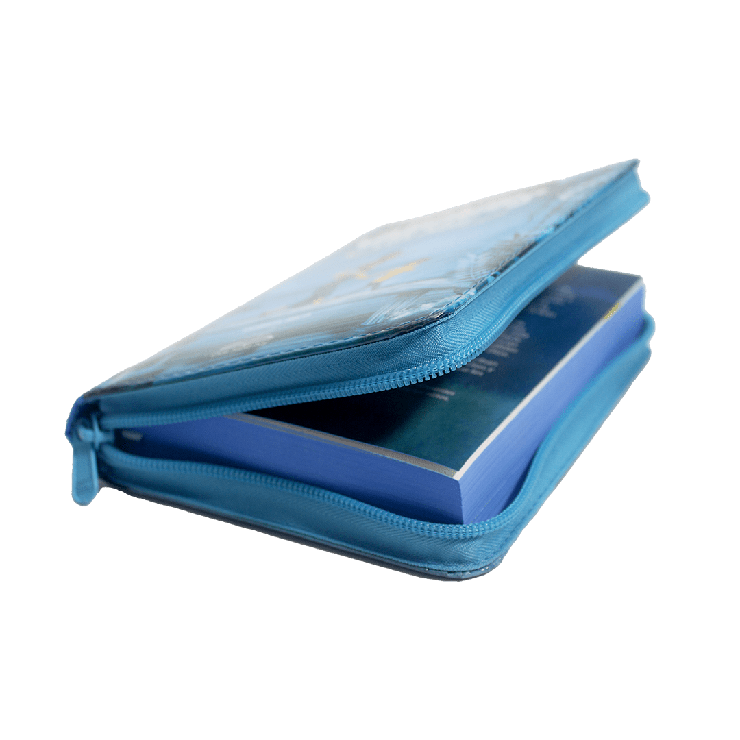 Biblia Dios Habla Hoy con cierre vinilo azul canto pintado con deuterocanónicos