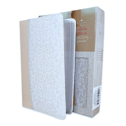 Biblia Reina Valera 1960 Recuerdo De Boda Filigrana Blanca/Rosa Palo Simil Piel