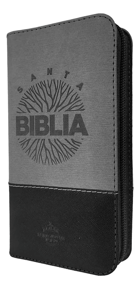 Biblia Reina Valera 1960 con cierre color negro/gris canto plateado