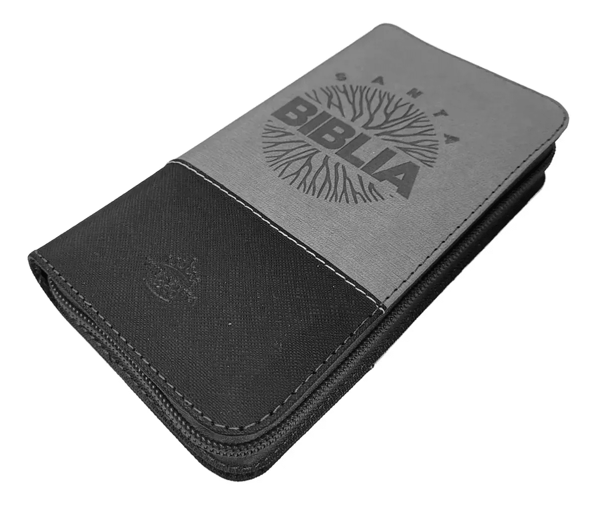 Biblia Reina Valera 1960 con cierre color negro/gris canto plateado