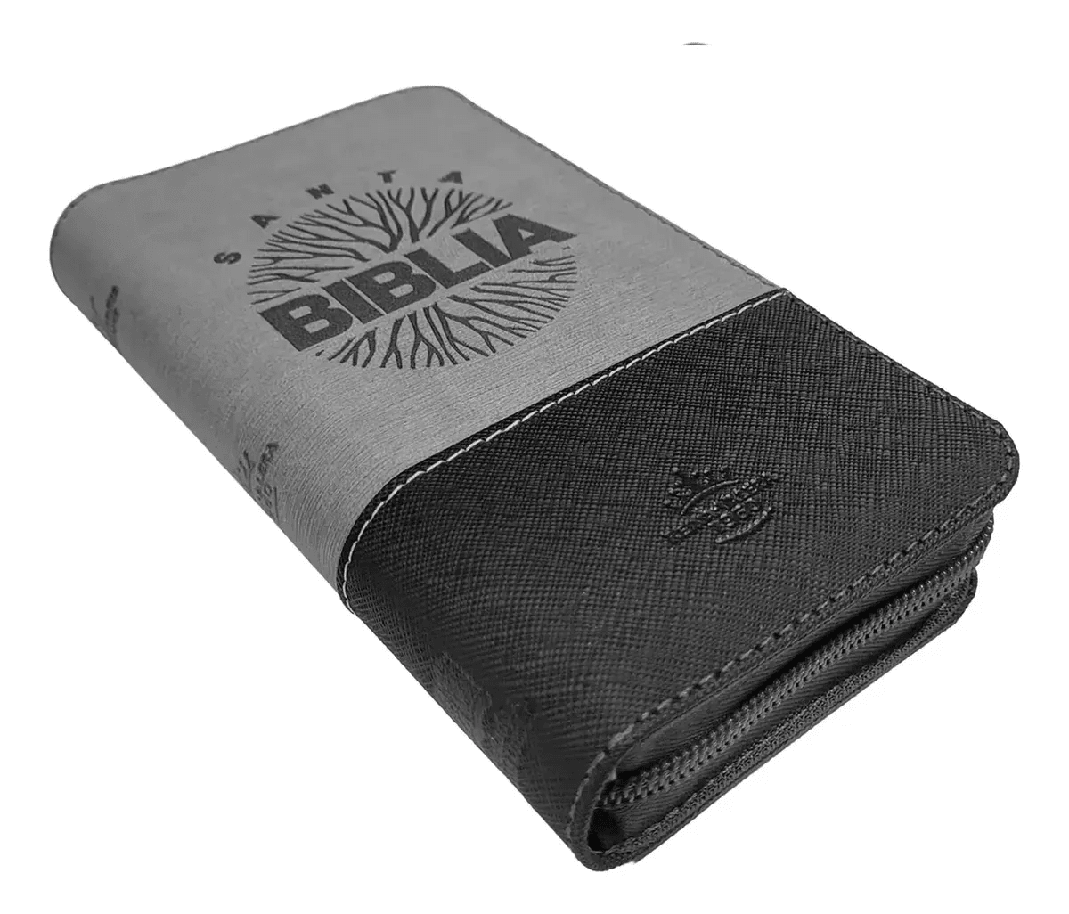 Biblia Reina Valera 1960 con cierre color negro/gris canto plateado