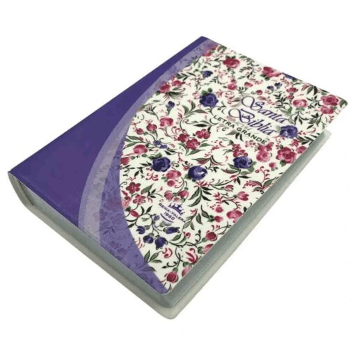 Biblia Reina Valera 1960 – Tapa Vinil Violeta Flores, Concordancia, Letra 10 Puntos