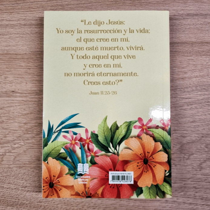 Biblia 1M Económica Reina Valera 1960 – Tapa Cartulina Flores Tropicales, Concordancia, Palabras de Jesús en Rojo, 14 x 21 cm, Letra 9 Puntos
