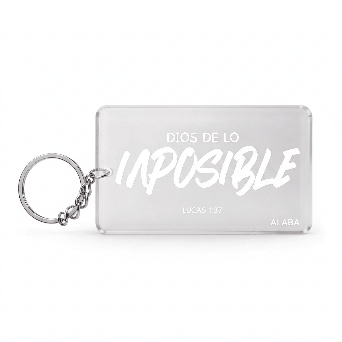 Llavero Rectangular Acrílico - Dios de lo imposible