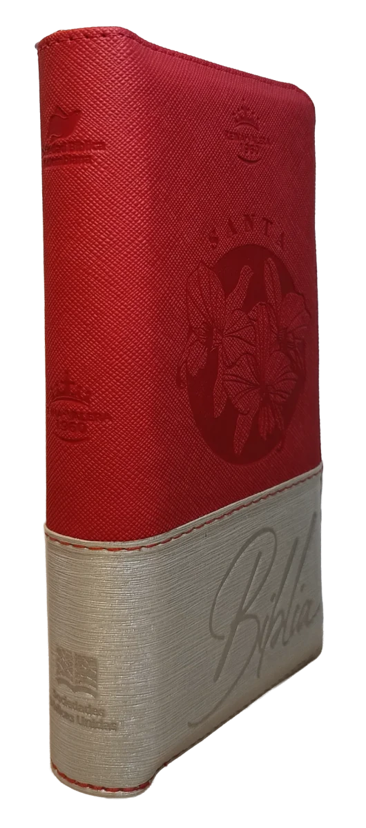 Biblia Reina Valera 1960 – 036 – Con Concordancia – Letra 8 pts – 8,5x16,5 cm – Palabras de Jesús en Rojo – Cierre con Índice – Tapa PU Roja/Beige