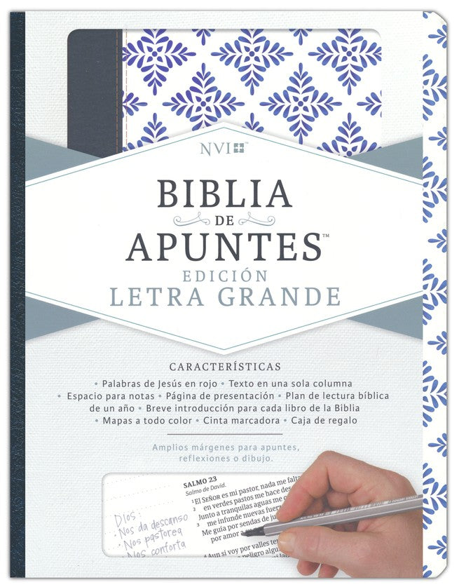 Biblia De Apuntes Letra Grande Nueva Versión Internacional Azul Y Blanco