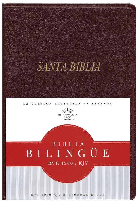 Biblia Bilingue Reina Valera 1960 - King James Imit. Cuero Bordó