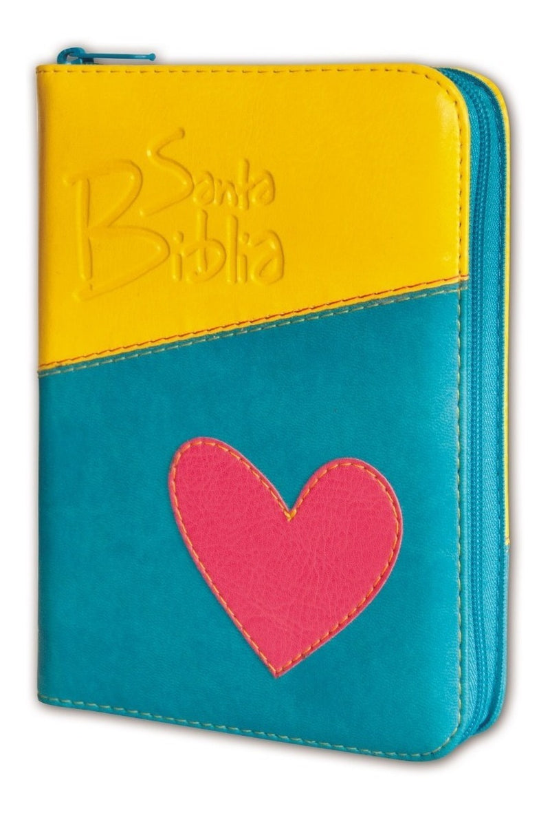 Biblia Mediana Cierre Azul Amarilla Corazón Reina Valera 1960