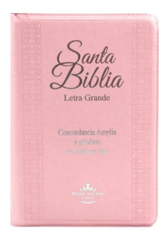 Biblia Reina Valera 1960 Letra Grande Pjr Simil Cuero Rosa