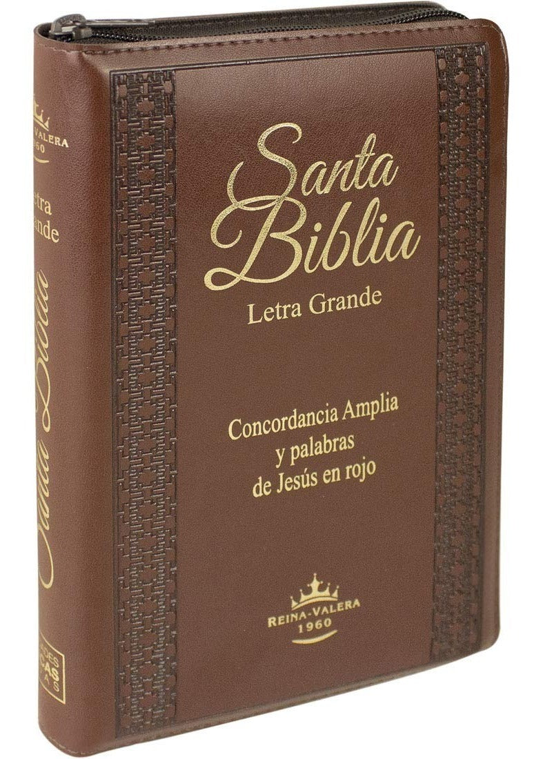 Biblia Reina Valera 1960 Letra Grande Cierre Indice ConcordanciaCanto Dorado Tapa Pu Marrón