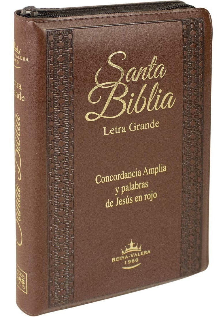 Biblia Reina Valera 1960 Letra Grande Pjr Simil Cuero Marrón