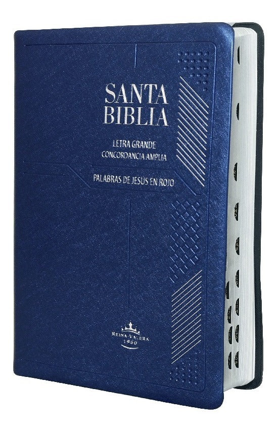 Biblia Reina Valera 1960 Letra Grande Pjr Indice Azul Vinil