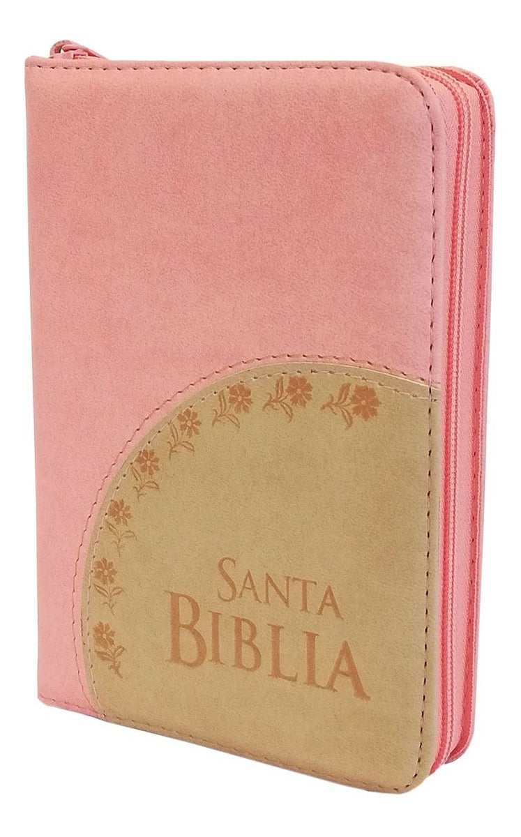 Biblia Mediana Flores Cierre Rosa Reina Valera 1960