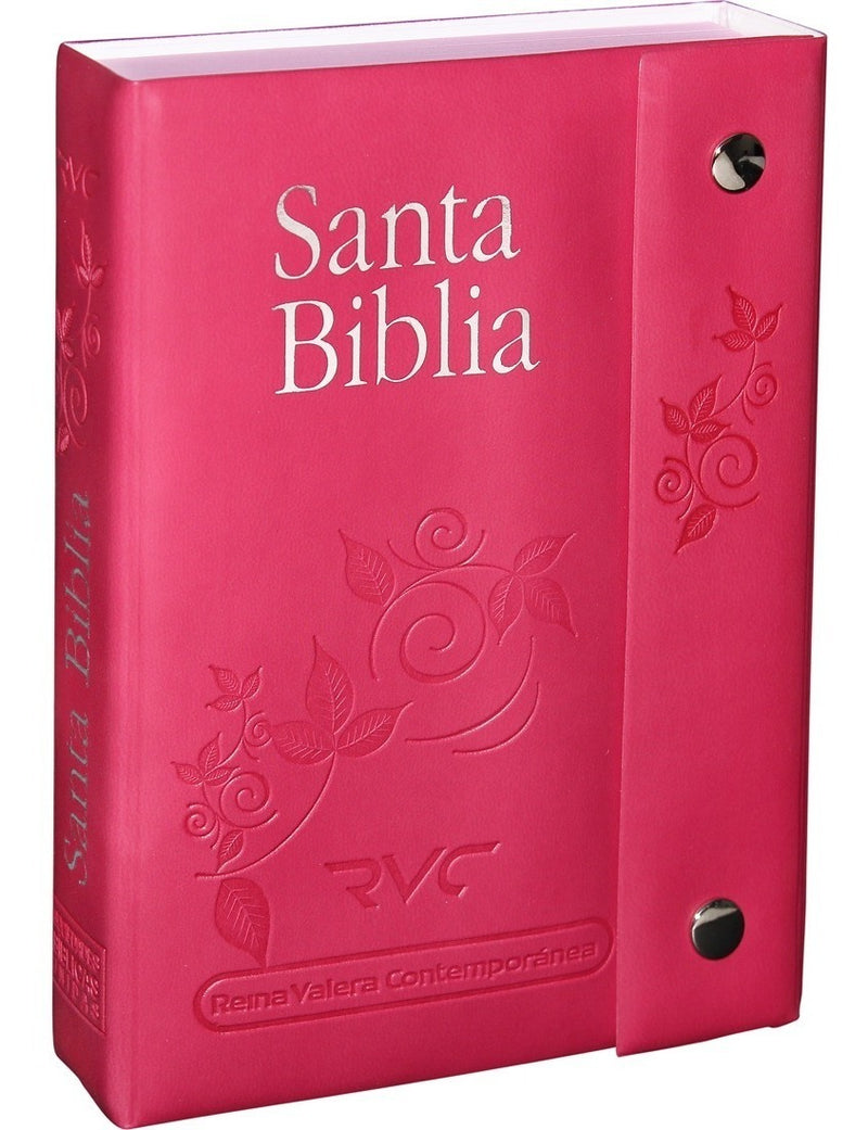 Biblia Rosada Con Flores Estuche Reina Valera Contemporánea