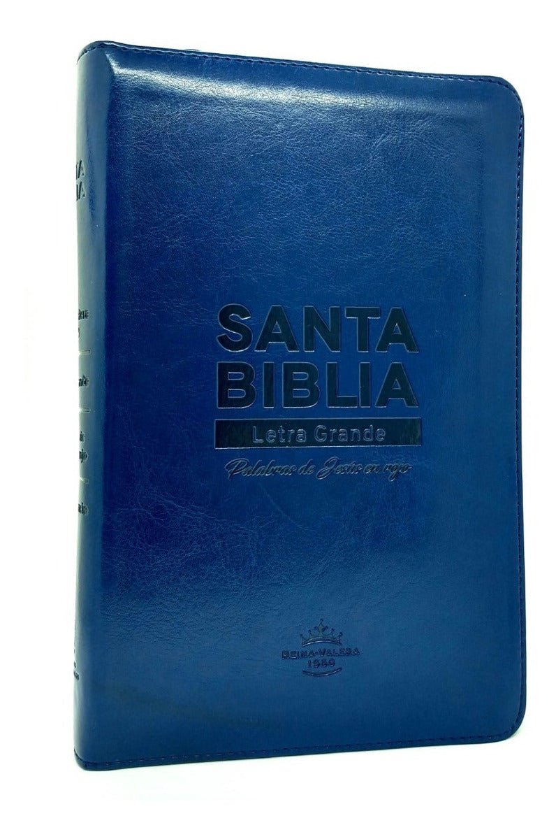 Biblia Estuche Azul Y Dorada Letra Grande Reina Valera 1960