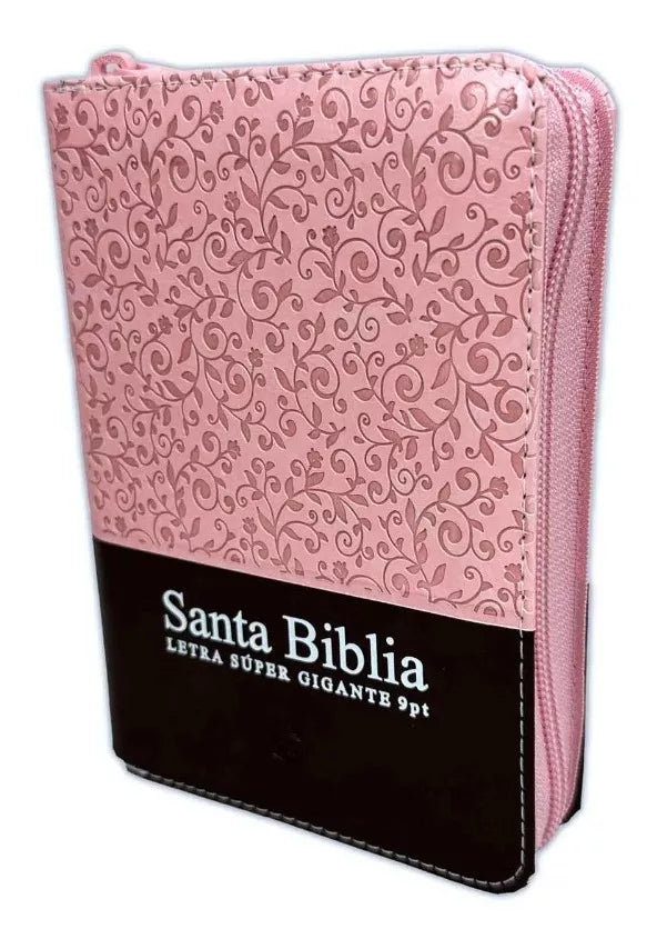 Biblia Reina Valera 1960 Letra Mediana 9 puntos Cierre Pjr Rosa Tamaño 10 x 14 cm